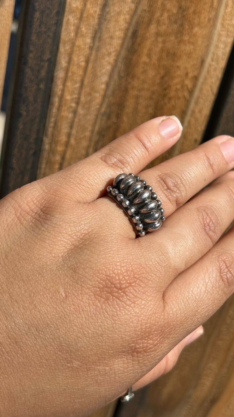 Vintage Solid Silver Modernist Dome Ring Size 7 3/4